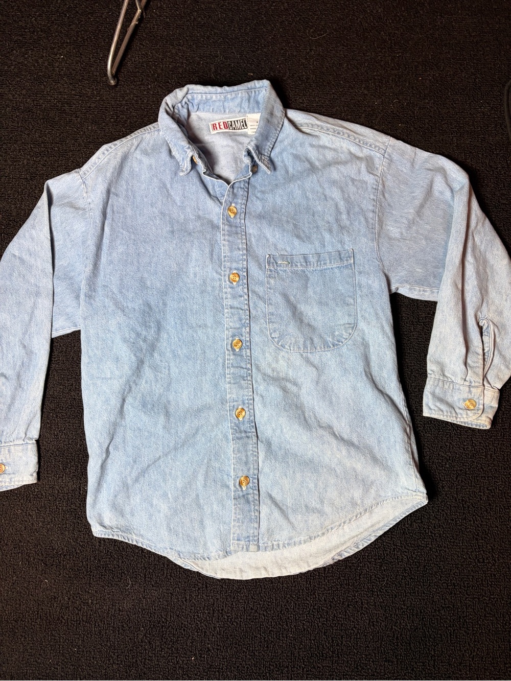 Red Camel Light Blue Denim Button-Down with Chest Pocket
